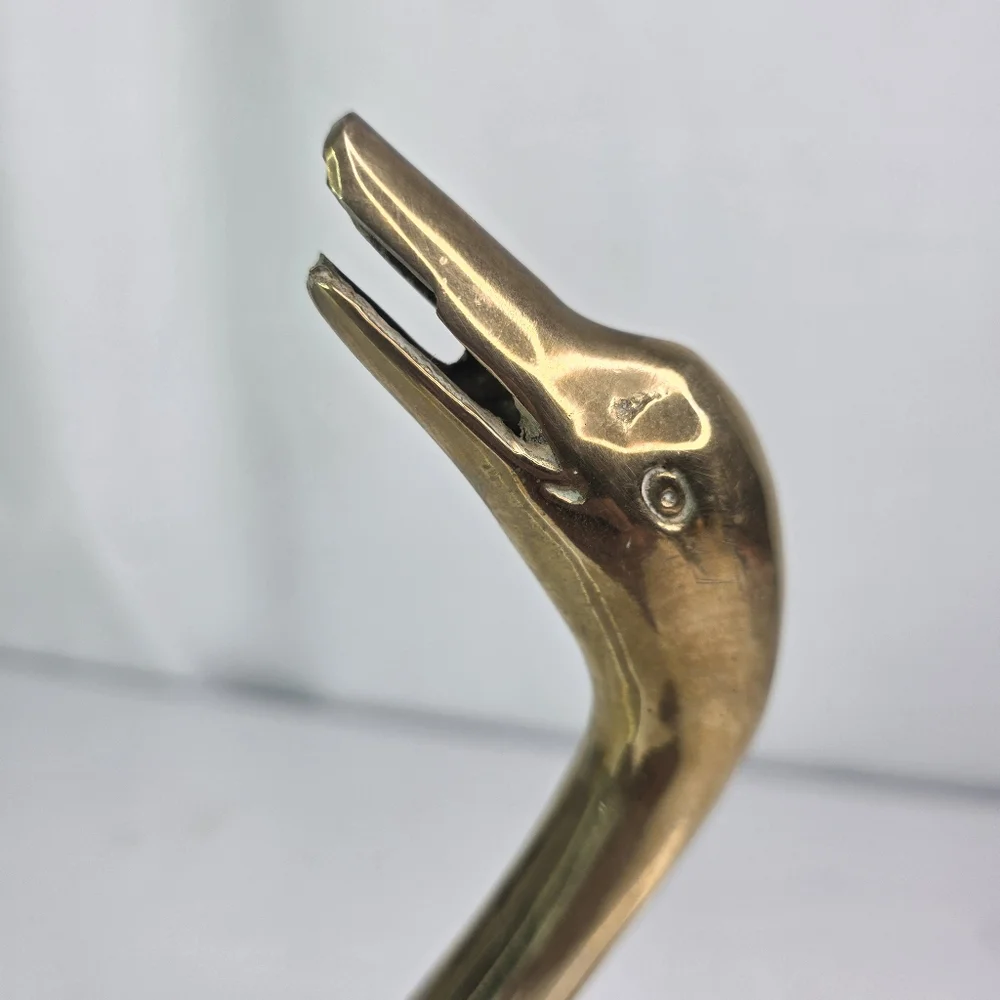 Vintage Brass Duck Goose Webbed Feet Legs Long Neck. - Picture 2 of 12